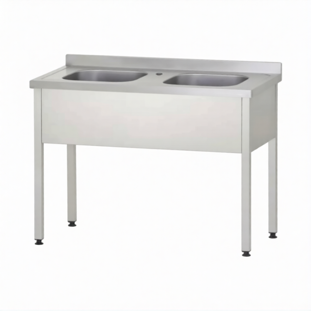 Ванна моечная ВМЦп 860х1200х700  2 м/о 250х400х500, борт, отв. д/смесит.