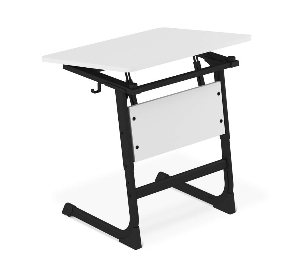 Cтол ученический белый снег/черный муар SHT-T-TN15/3-5