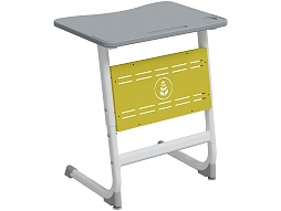 Стол 1-местный школьный 5-7 г/р "Логика" АГРОТЕХ PL с перфорированным экраном (серый/желтый, м/к белый)