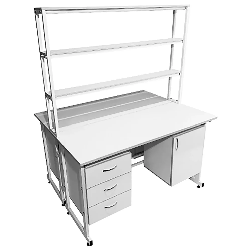 Стол лабораторный островной с надстройкой Сло 22.024 (белый)