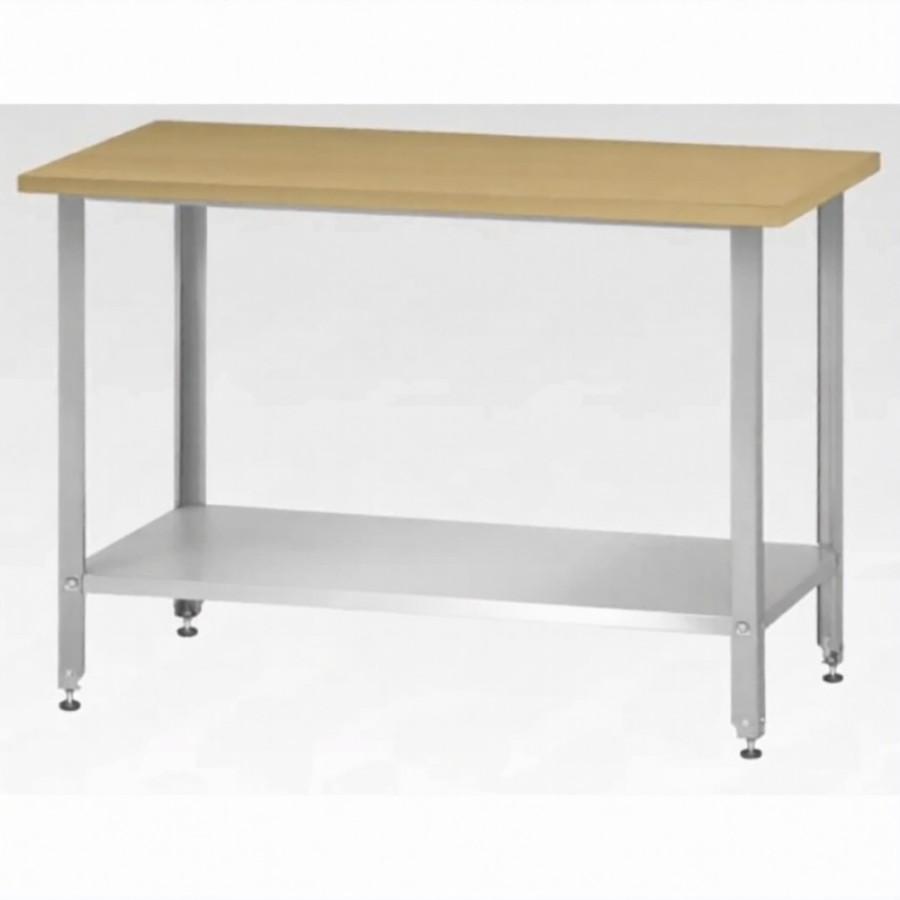 Стол кондитерский СПРн 860х1200х800 «Norma Ral» бук/40 (полка сплошная; ножка проф., тр. 40)