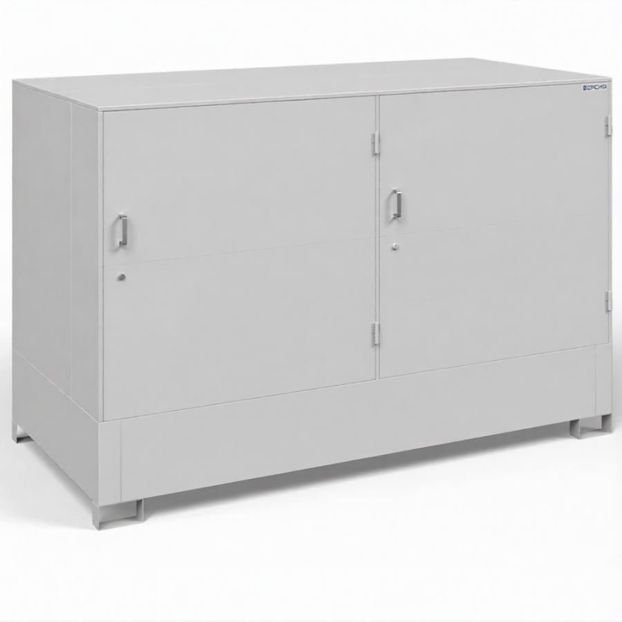 Шкаф для 2-х еврокубов ДКБ-2700, решетчатый настил, сточный поддон