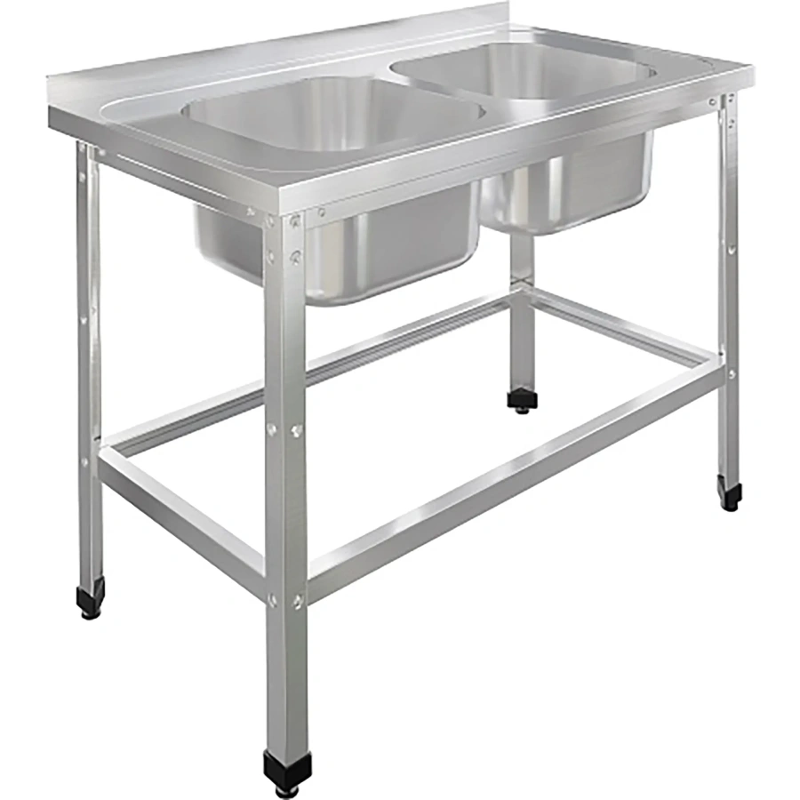 Ванна моечная двухсекционная цельнотянутая с бортом ВМЦ-2/10/6-БО-ЭН